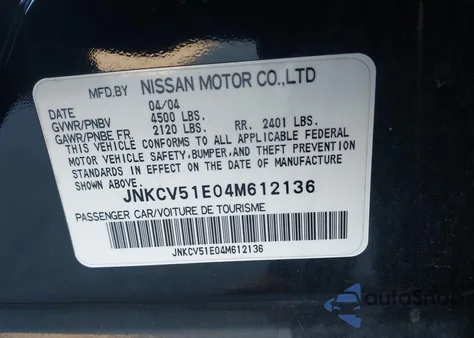 2004 Infiniti G35 z USA, uszkodzony, nr VIN JNKCV51E04M612136